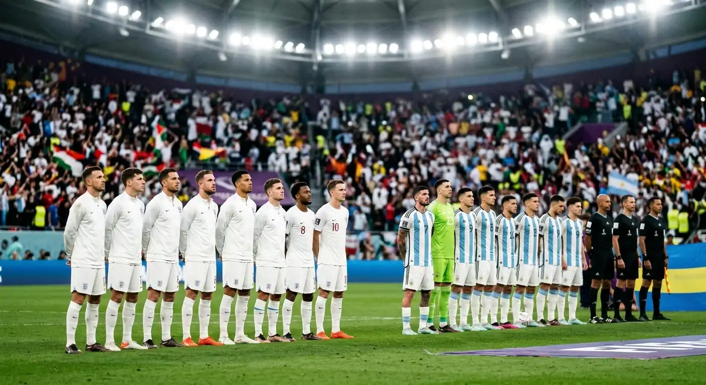 England and Argentina players lining up before a World Cup semi-final in Atlanta