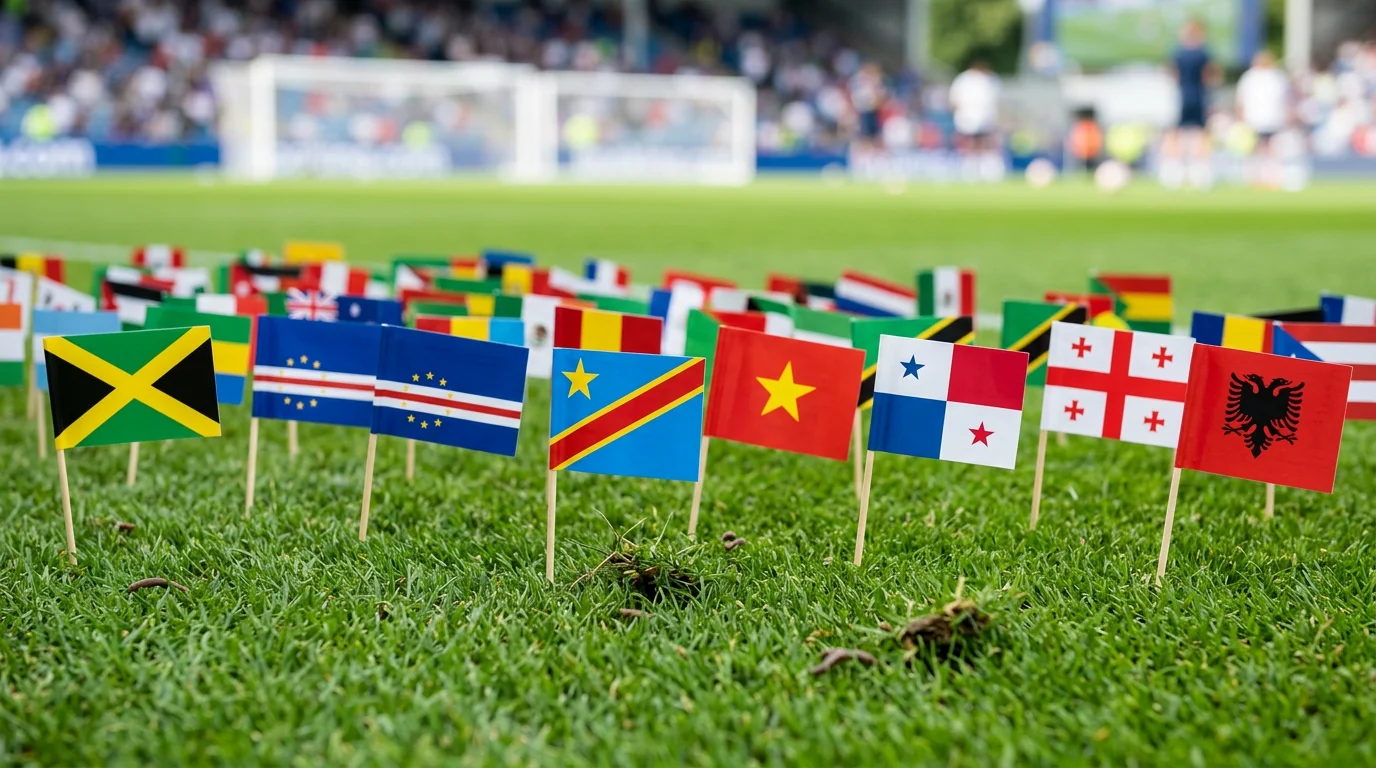 Flags and key statistics for first-time World Cup qualifiers and returning nations at the 2026 tournament